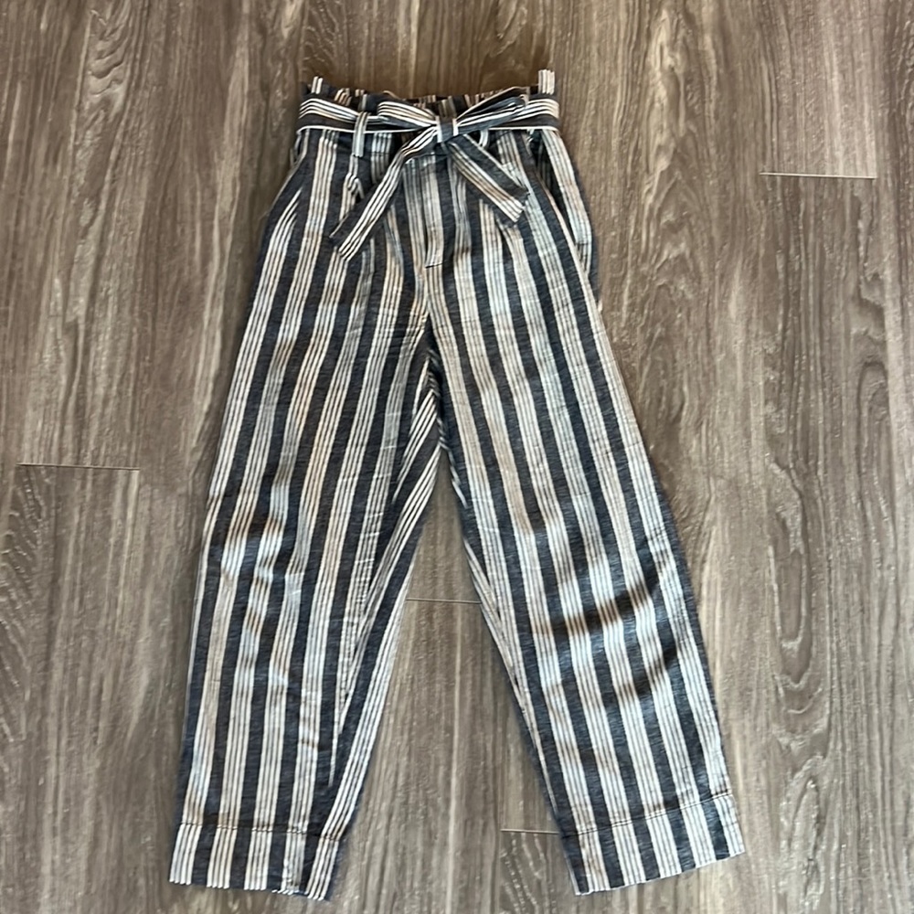 Madewell striped linen paperbag pants - Size 4